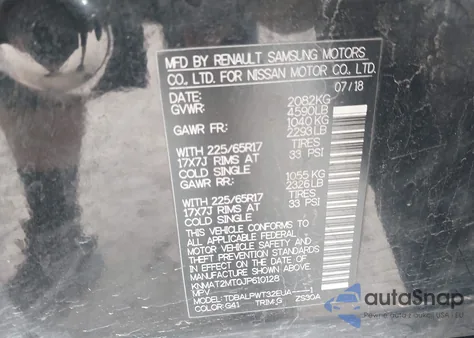 2018 Nissan Rogue S z USA, uszkodzony, nr VIN KNMAT2MT0JP610128